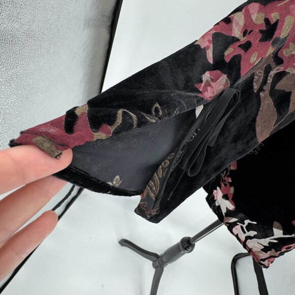 Dalia Velvet Burnout Tunic Top S Sheer Blk Floral Fairy Grunge Whimsigoth Witchy - Picture 3 of 8